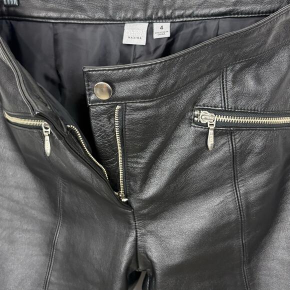 Vintage Wilsons Maxima Leather Pants Zipper Pockets Straight Leg Black Size 4 - Picture 11 of 11